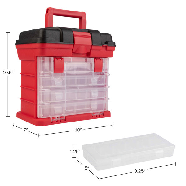 Stalwart Small Parts Organizer Tool Box - with Drawers and Customizable  Compartments