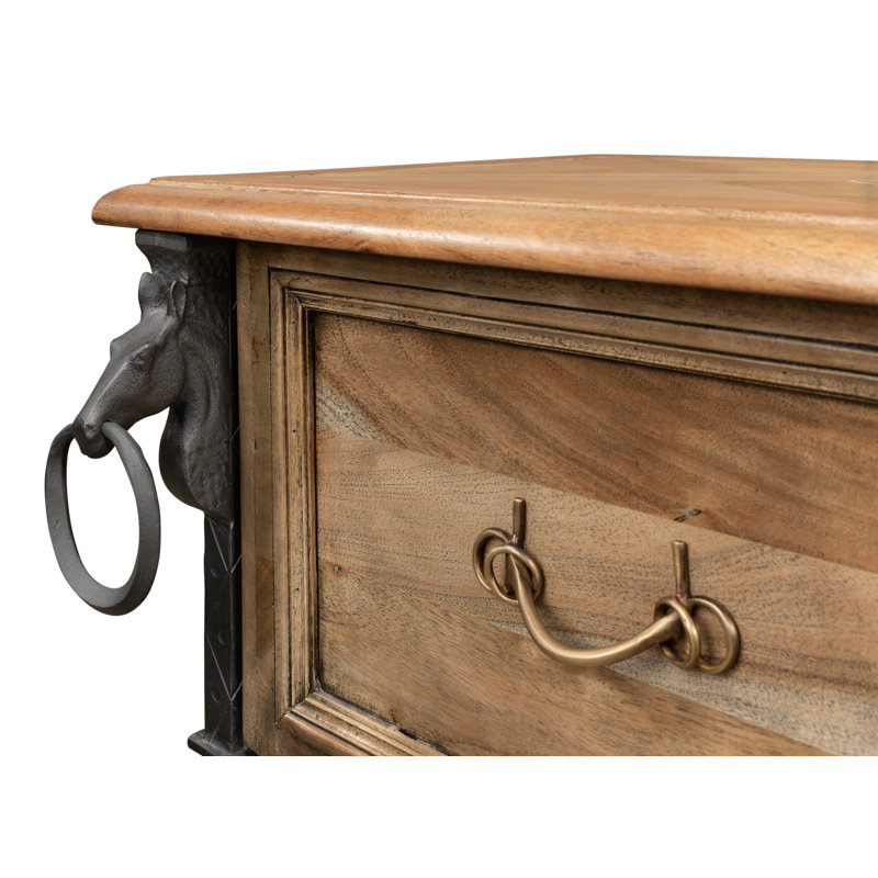 Desert Bleached Brown Acacia Wood and Iron Console Table
