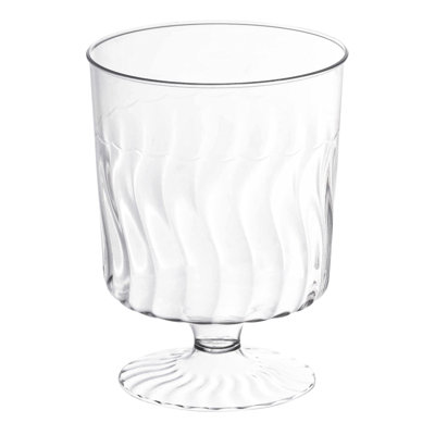 8 oz. Clear Plastic Pedestal Wine Glasses