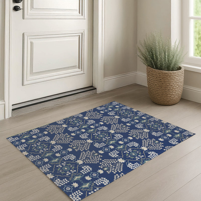 Tapis d'entrée à profil bas avec envers antidérapant Tilly, L 48 po x L 72 po, Marine
