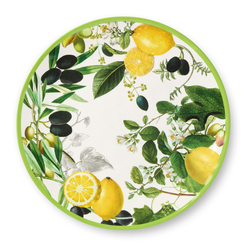 Assiettes à dîner en mélamine de 11 pouces Limone - Ensemble de 6 assiettes vibrantes à thème citron, durables, incassables et lavables au lave-vaisselle, parfaites pour les repas à l'intérieur et à l'extérieur