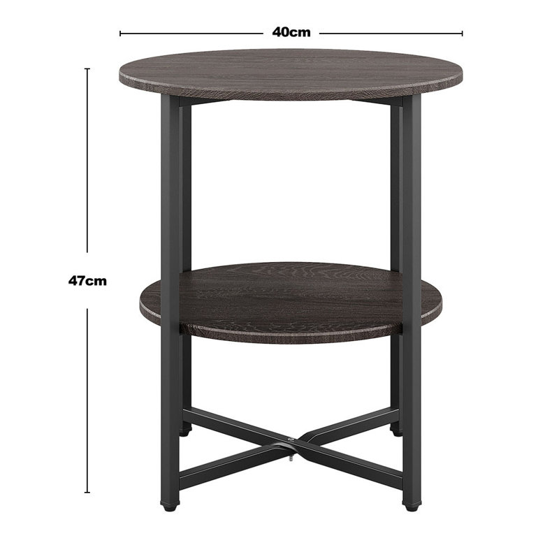 Michalitsa Cross Legs End Table, Walnut Top/Walnut  Base