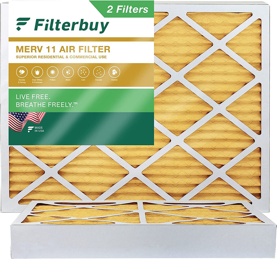 Filterbuy 20x24x4 Air Filter MERV 11, Pleated HVAC AC Furnace Filters