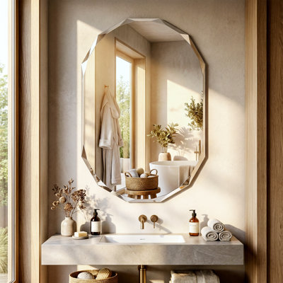 Miroir mural biseauté sans cadre - miroir de meuble-lavabo moderne, miroir décoratif pour hall d'entrée et salon, 20 po x 30 po