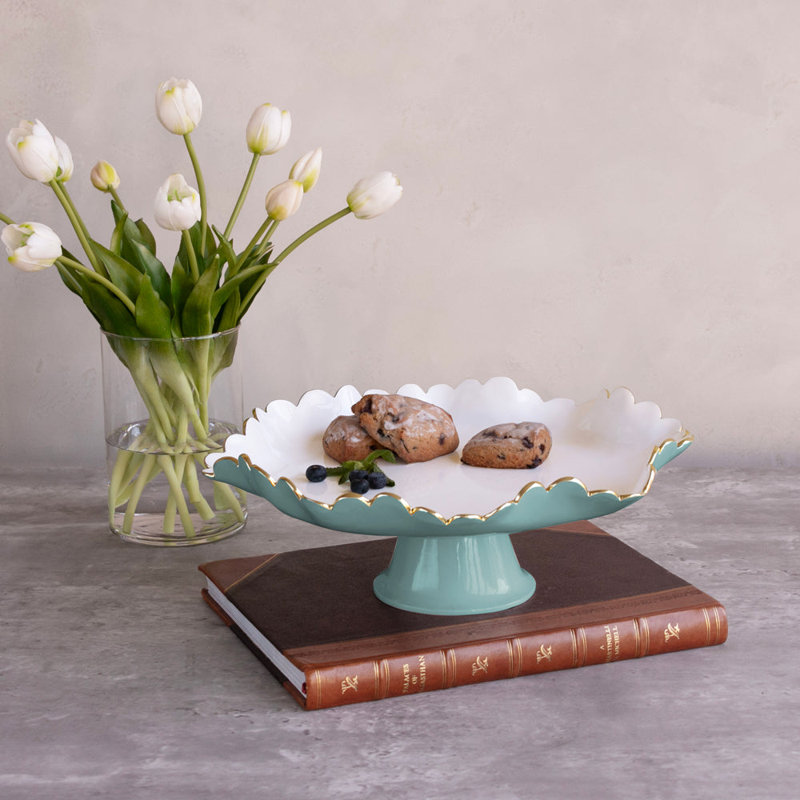 Encanto Aluminum Alloy Cake Stand, Turquoise;White
