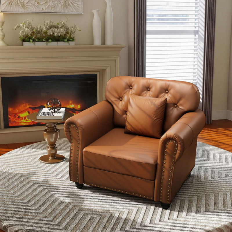 Canapé Chesterfield 41,3 po Mid-Century, Brun