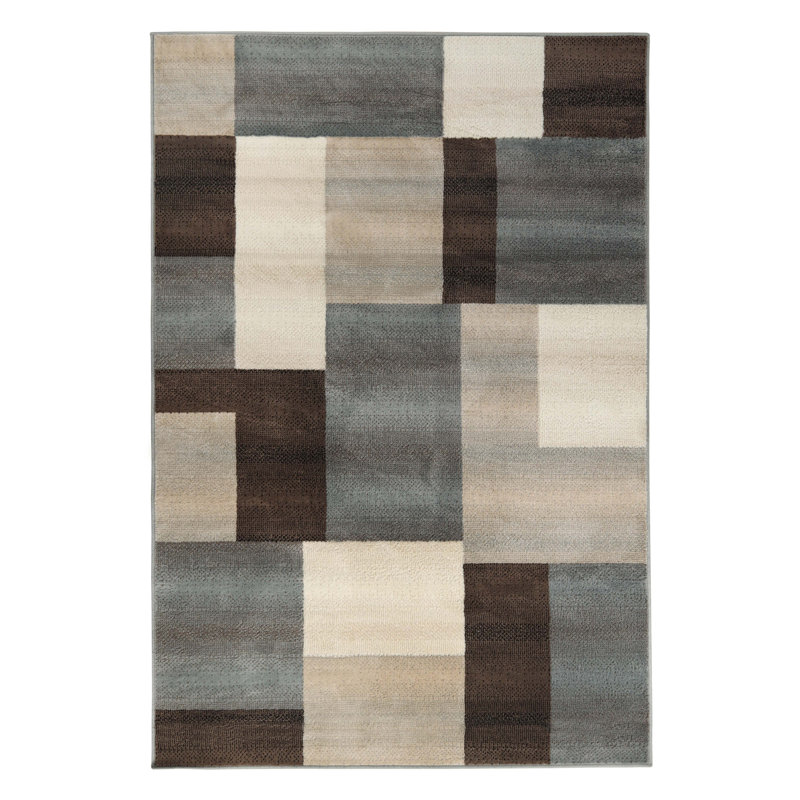 Tapis gris beige en polypropylène avec revers en jute Benne, Rectangle 6 pi x 9 pi