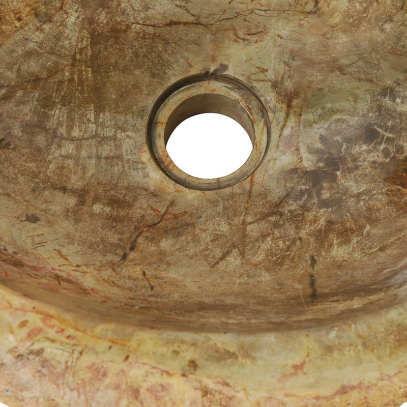 Bathroom Basin, Naturally Varied Shape, Cream (16.3"-17.7")x(11.8"-13.8")x4.5" Fossil Stone