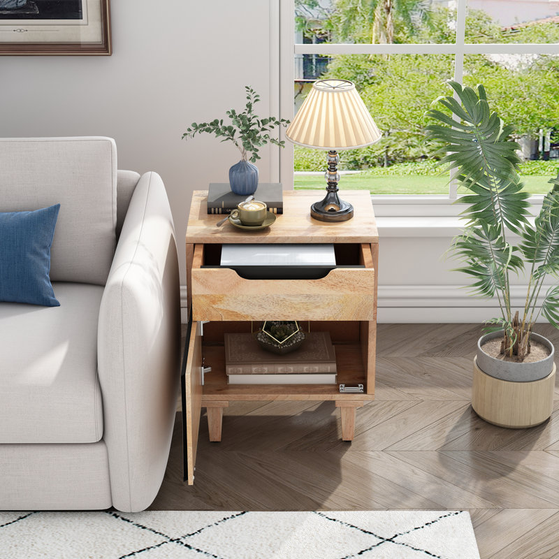 Natural Wood Nightstand