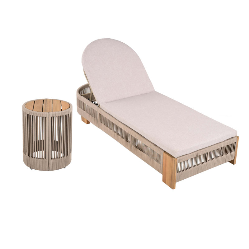 Outdoor Rope Chaise Lounge Set, Beige