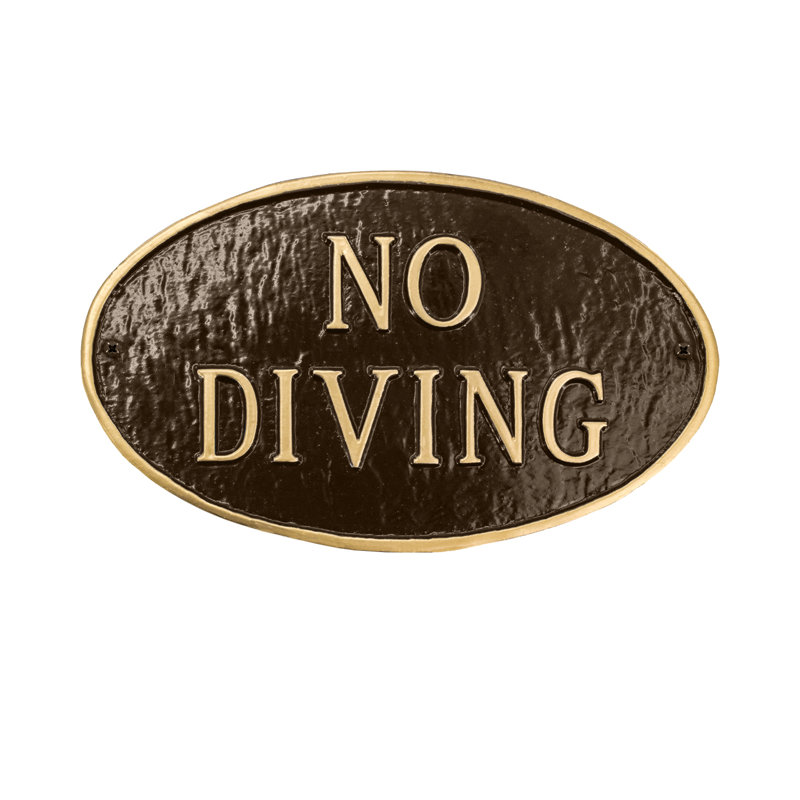 Plaque ovale standard No Diving - huilé / doré, Huilé / doré