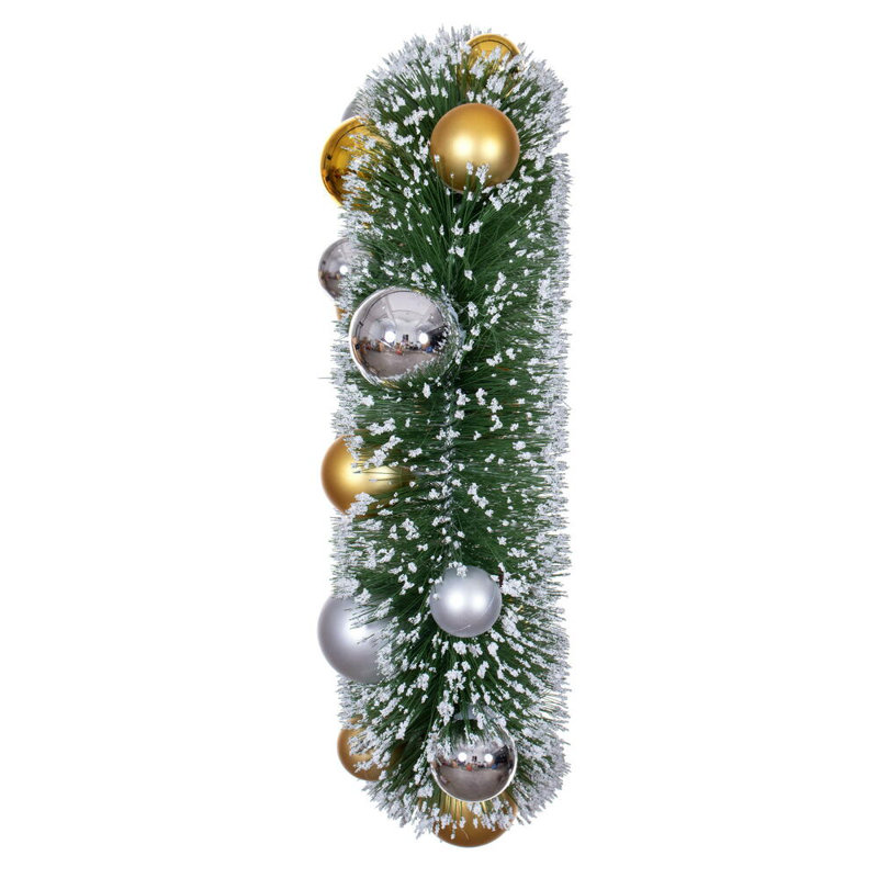 Boules de couronne givrées 18 po., H 5 po x l 18 po x P 18 po, Vert, Argent / or