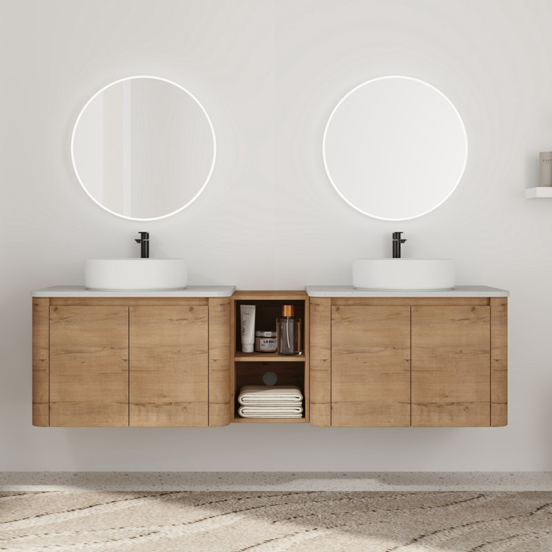 Meuble-lavabo double 72 po avec lavabo en céramique