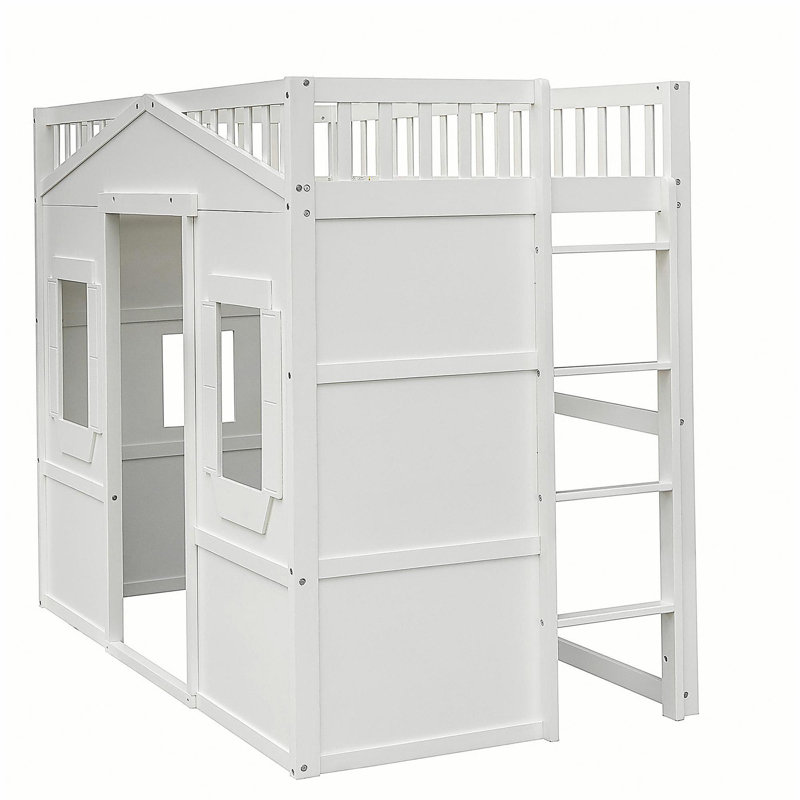 Lit mezzanine simple avec échelle - blanc, Lit simple, Blanc