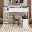 Grand lit mezzanine avec bureau, tablette ouverte et station de charge USB