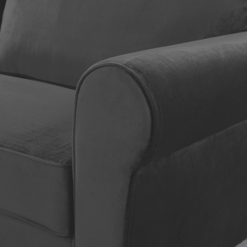 Reva 218.9Cm Rolled Arms Sofa, Grey Velvet