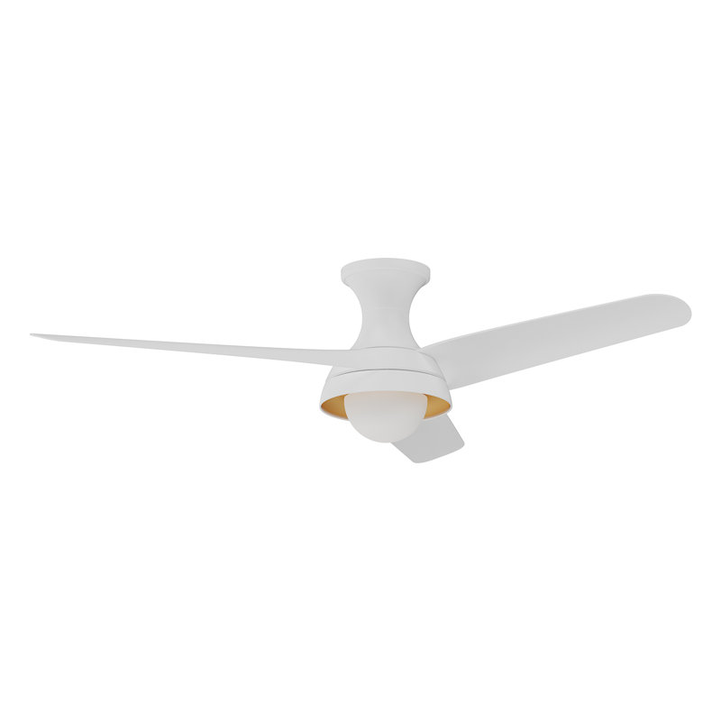 Ventilateur de plafond standard à DEL à 3 pales de 54 po avec télécommande et ensemble d'éclairage inclus Rubio, Blanc
