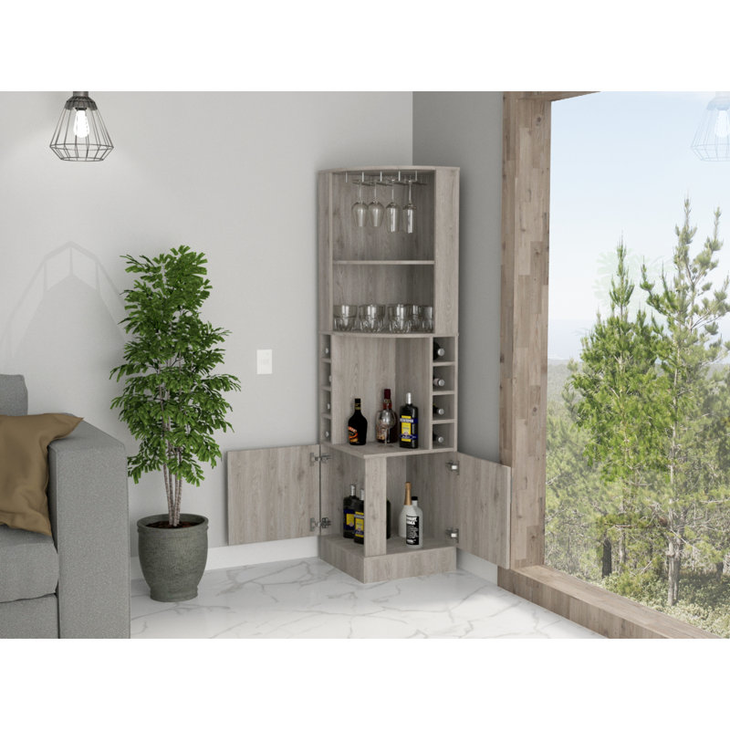 Armoire de bar 8 tablettes à 8 bouteilles, Gris clair