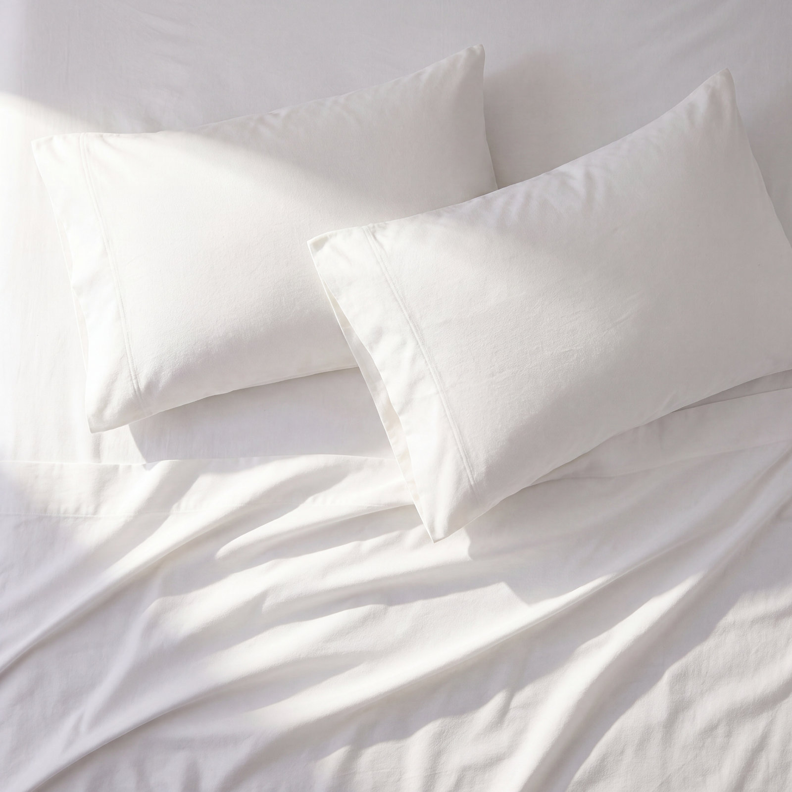 Cotton Flannel Pillowcase, Ivory, King