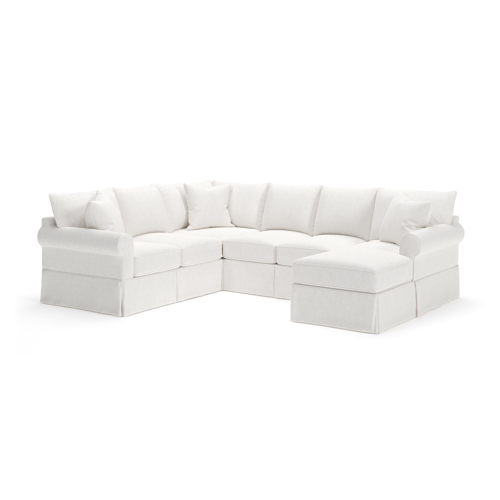 Amari Slipcovered U-Shaped Sectional, Right Hand Facing, Nomad Snow Crypton® Chenille