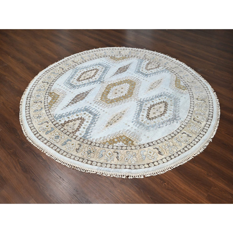 Tapis rond rond en laine nouvel âge 8 pi x 8 pi Burkatovsky