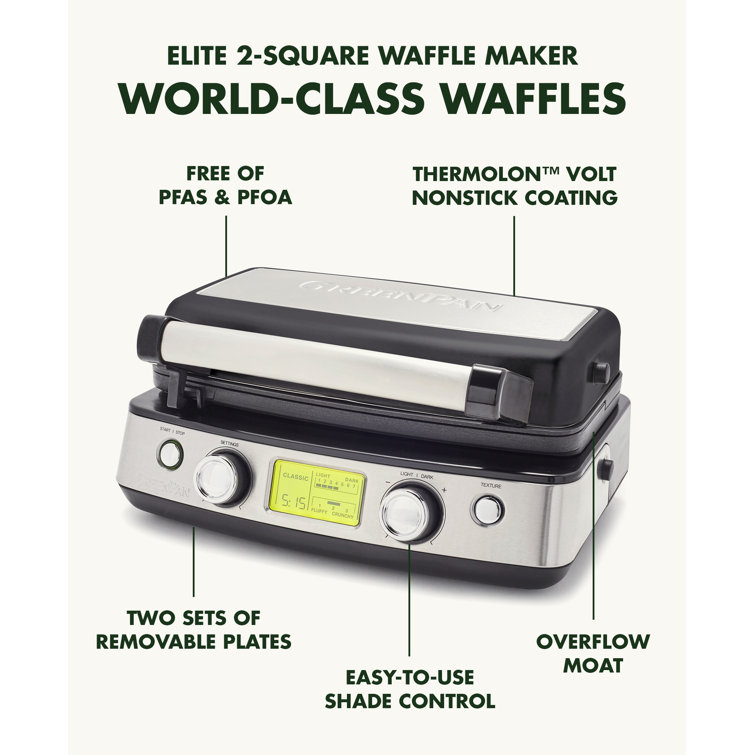 Elite Ceramic Nonstick 2-Square Waffle Maker