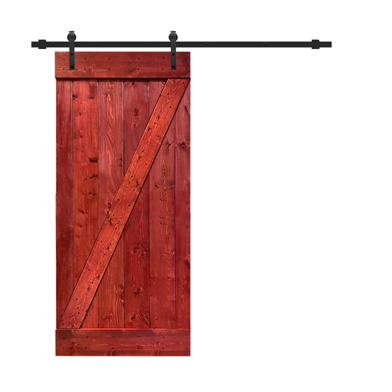 Solid Pine Light Green Barn Door with Matte Black Hardware
