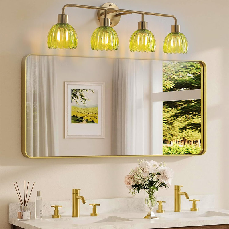 Luminaire de salle de bain, Vert / doré, 4