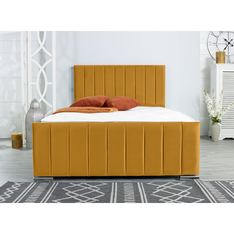 Farryn Upholstered Bed Frame, Super King - W 187.9 x L 218.4cm, Mustard
