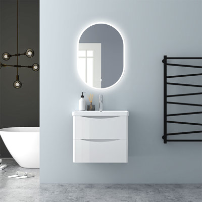 Brohdy LED Bathroom Mirror with Anti-fog Touch Sensor Wall Mounted