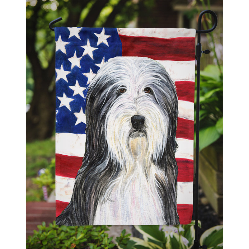 2 côtés en polyester de 2 côtés american drapeau de jardin, Gris / blanc colley barbu