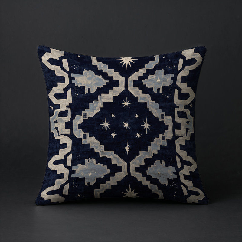 Coussin décoratif intérieur et extérieur Modern, Gris géométrique 7, Carré 18 po