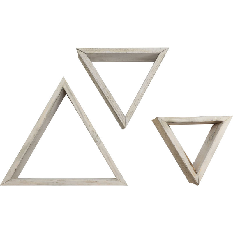 Triangle Accent Shelf with Adjustable Shelves, Chalk Dust White