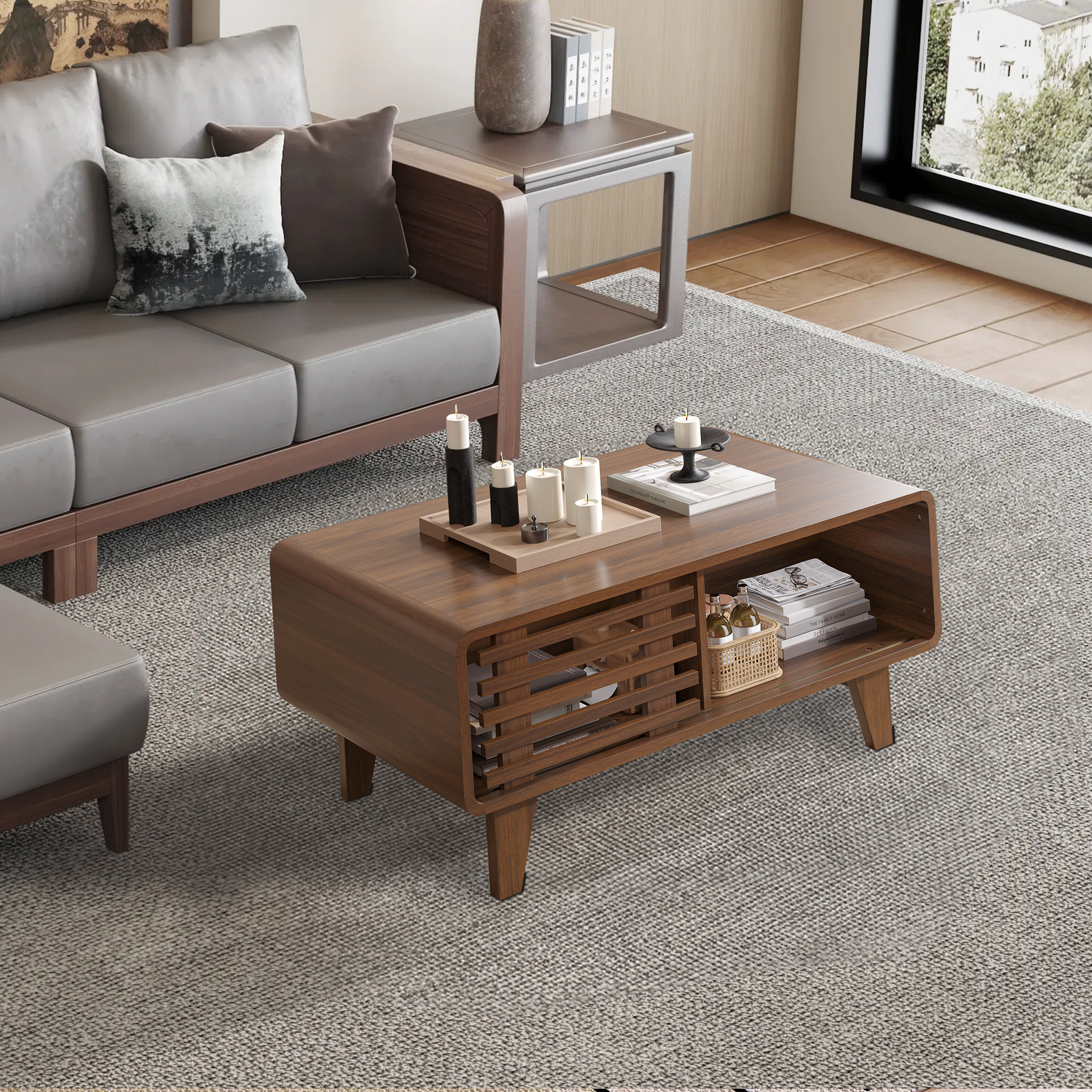 George Oliver Javeion Coffee Table With Storage Wood Coffee Table Modern Coffee Table | Wayfair