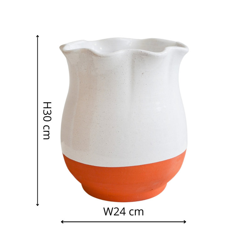 Moreton Ceramic Cachepot, Ivory, 30 cm H x 24 cm W x 24 cm D