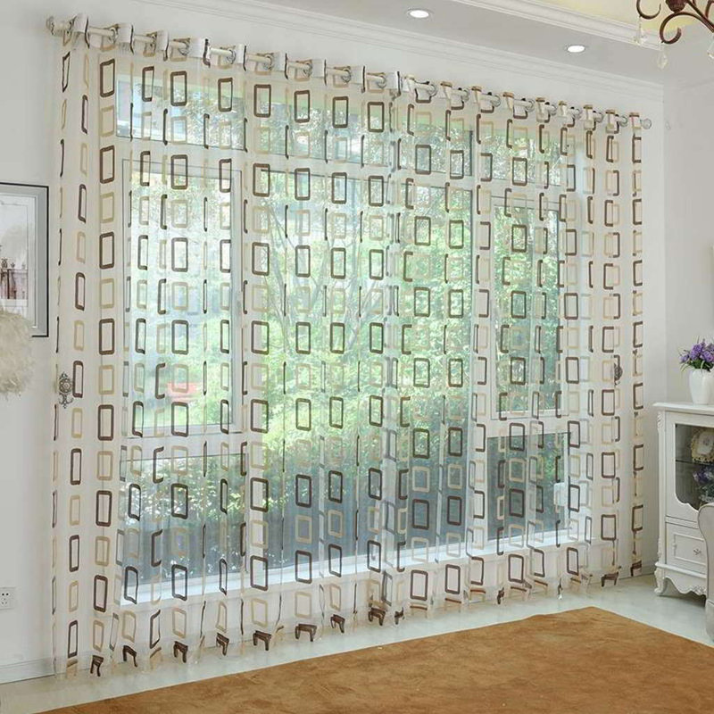 Sheer Curtain Single Panel, Beige/Brown