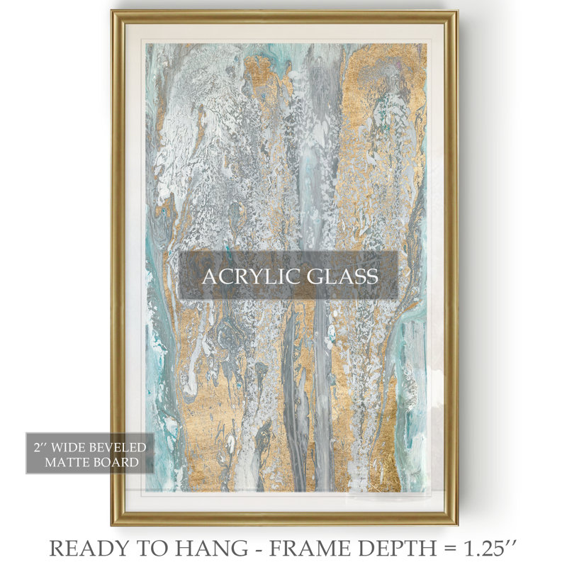 " Fjord I ", 30.5" H x 42.5" W x 1.5" D, Gold Framed