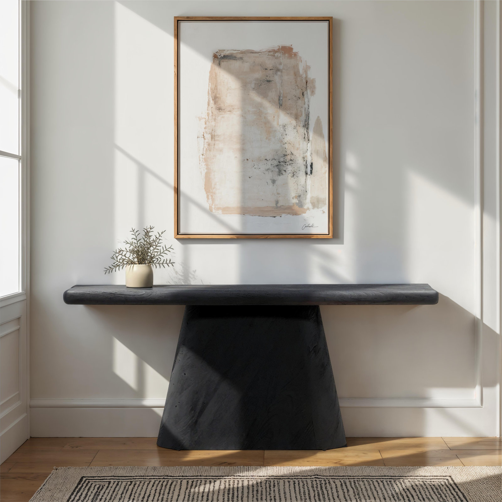 Brie 70'' Solid Wood Console Table, Black