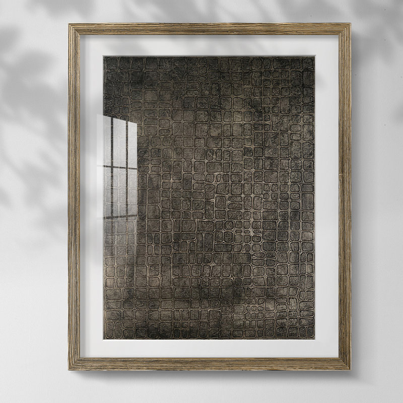 Treillis lustré III, Blanc, Papier avec cadre noyer