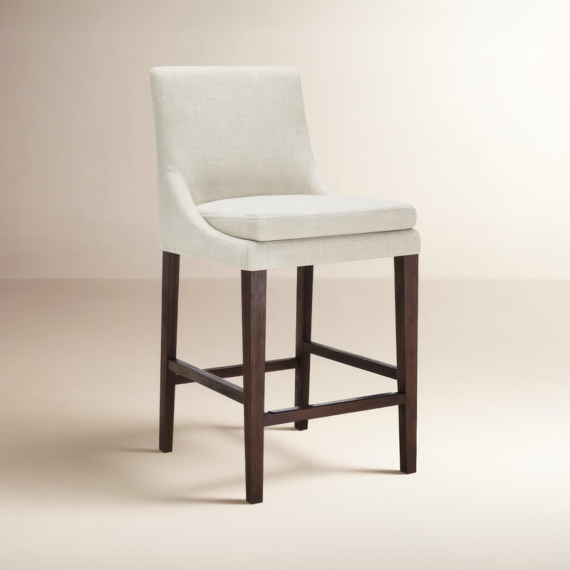 Niara Upholstered Counter & Bar Stool, Effie Linen Performance Linen, Counter Stool (26” Seat Height)