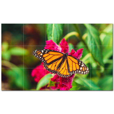 Butterfly Photo 8'' x 8'' Satin Ceramic Decorative Mural