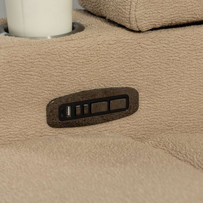 Fauteuil inclinable à bascule pivotant surdimensionné de 37,8 po avec chaleur et massage, Camel