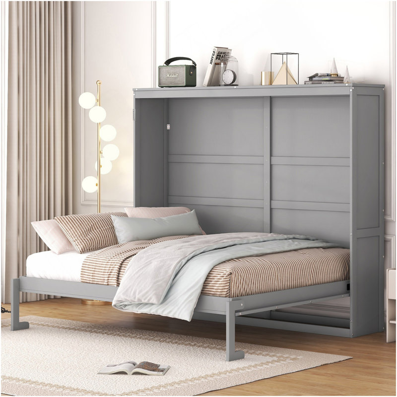 Full Size Murphy Bed Wall Bed, Gray