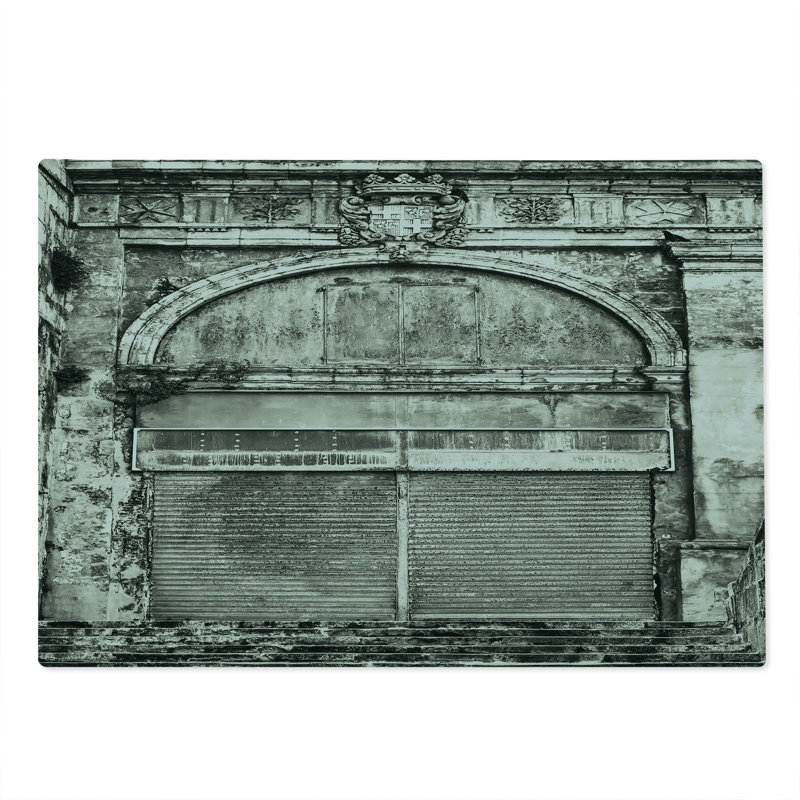 Ambesonne Rustic Cutting Board Large Size Historic Old Store Front Grey