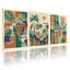 Ensemble de 3 tableaux sur toile à motif de feuilles tropicales et de toucans-1074667710