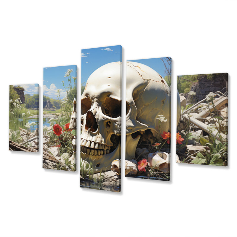 Tête de mort éternelle - impression sur toile moderne - 5 panneaux