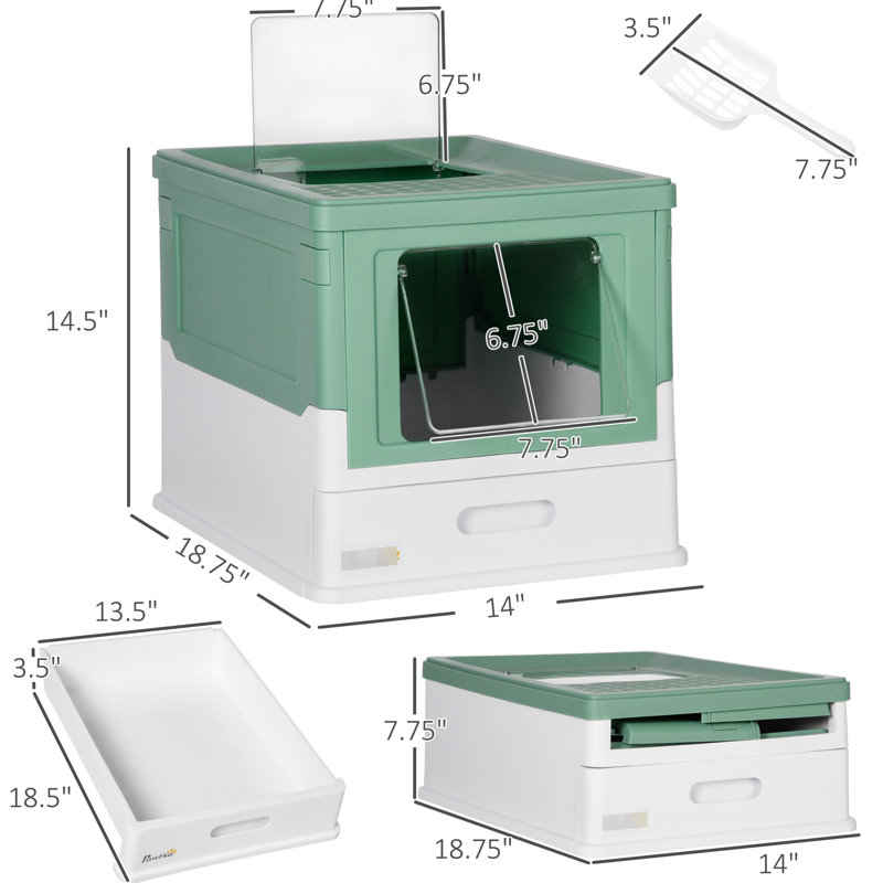 Tente de litière pliable pour chat, grande capacité, toilette avec entrées avant et supérieures spacieuses, odeur