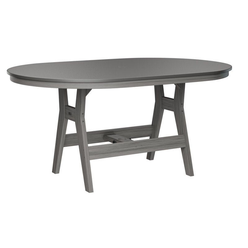 Table de bar berlinoise Berlin, Acier inoxydable martelé, H 38,87 po x l 64 po x P 44 po, Bois flottant gris