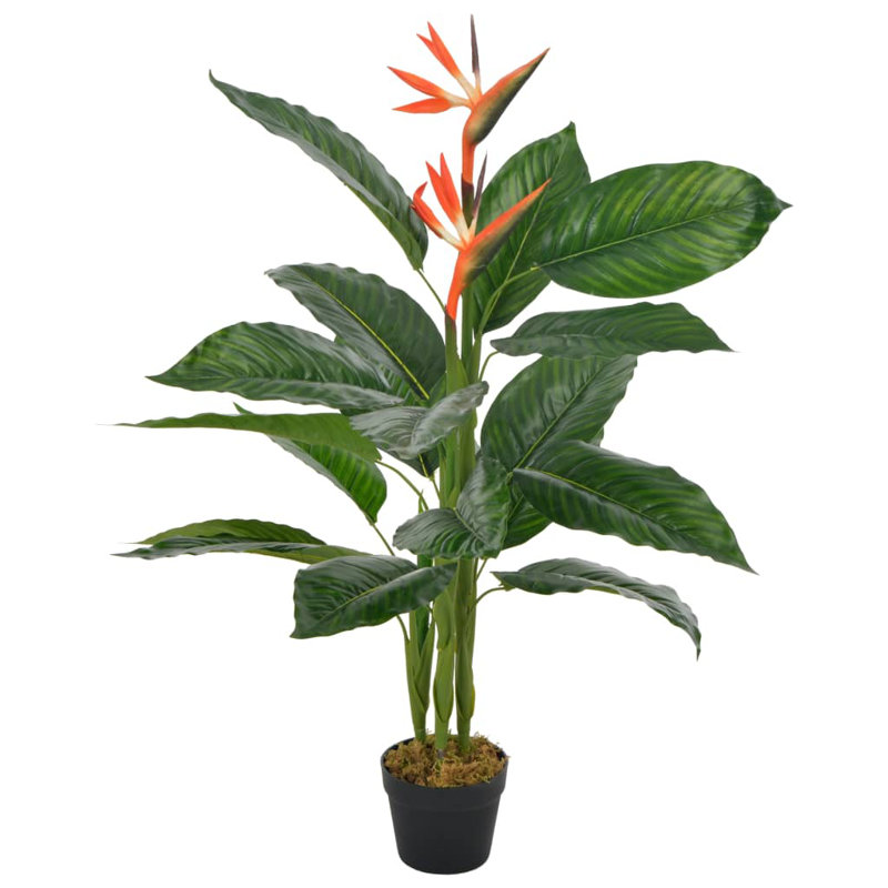100cm Faux Strelitzia Plant in Wood Pot