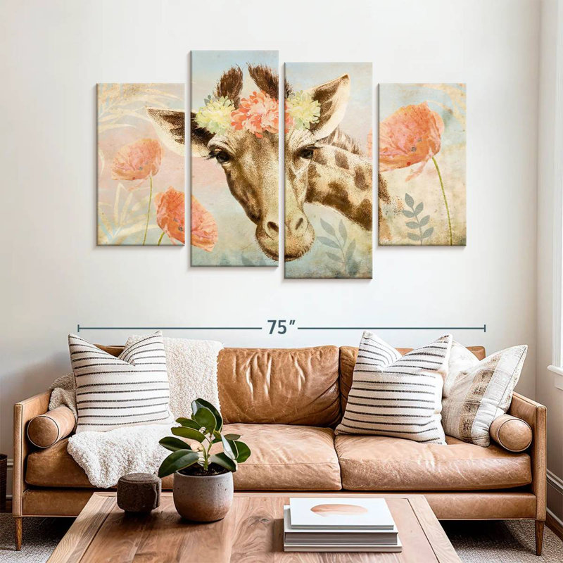 Brampt Giraffe Spring Floral, 42" H x 68" W